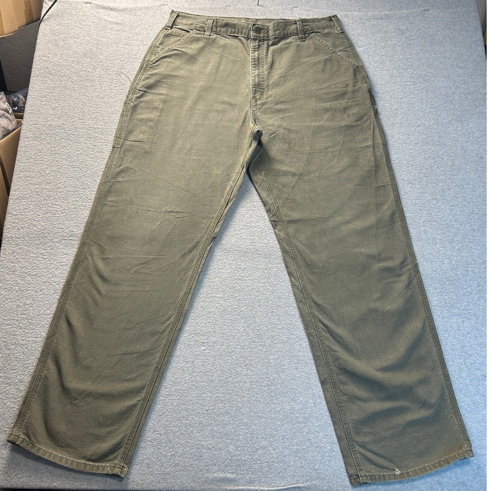 Carhartt B11 MOS Carpenter Dungaree Pants Mens 38x34 Moss Green Washed Duck Y2K